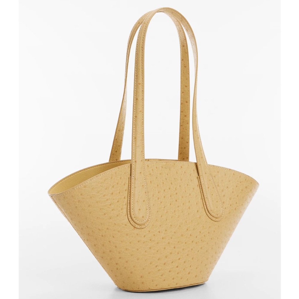 MANGO Yellow Ostrich Mini Bucket Tote